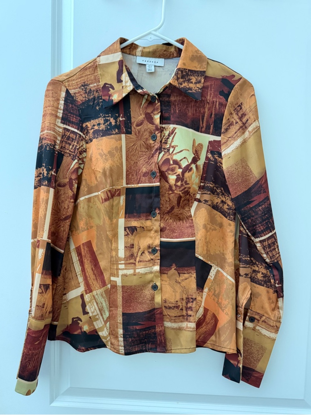 Abstract Print Button-Down Shirt - Picture 4 of 6